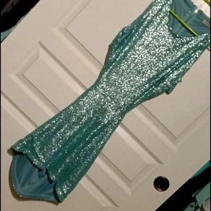 Open back green sequin dress